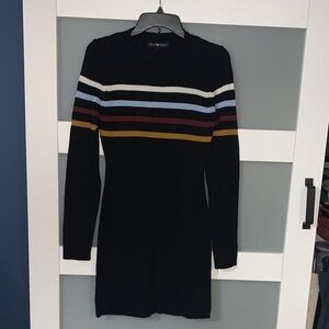 Derek Heart Black Striped Midi Dress